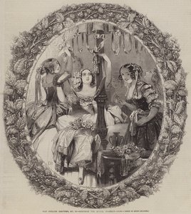 Old English Customs, Adorning the Bridal Chamber by Joseph Kenny Meadows